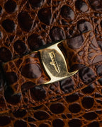 -SPECIAL- "Salvatore Ferragamo" 90's Glossy crocodile pattern shoulder bag