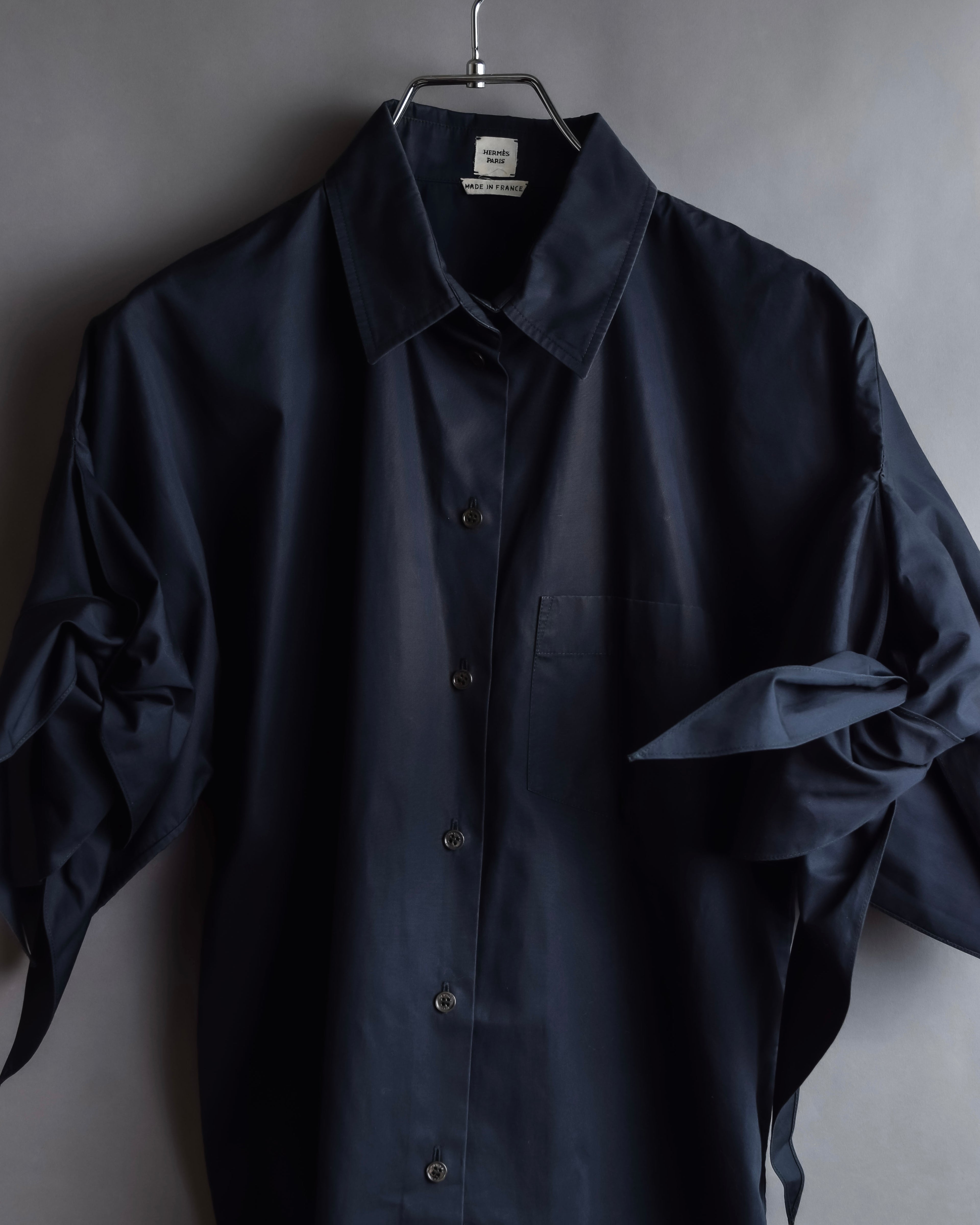 "HERMES" Gaultier period twisted sleeve cotton shirt