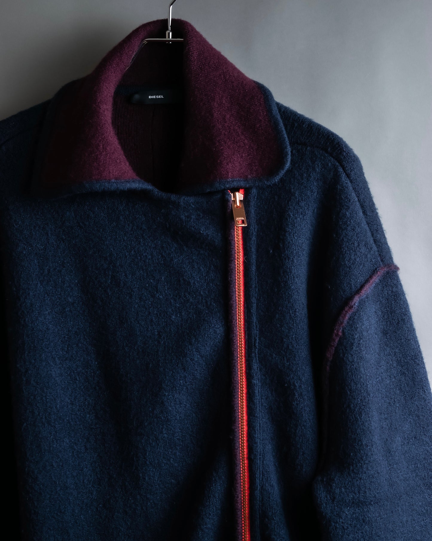 "DIESEL" Mult icolor design zipper knit coat