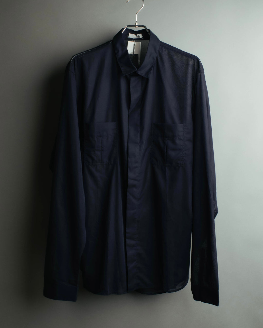 “Dior Homme” 00’s Sheer cotton concealed placket shirt
