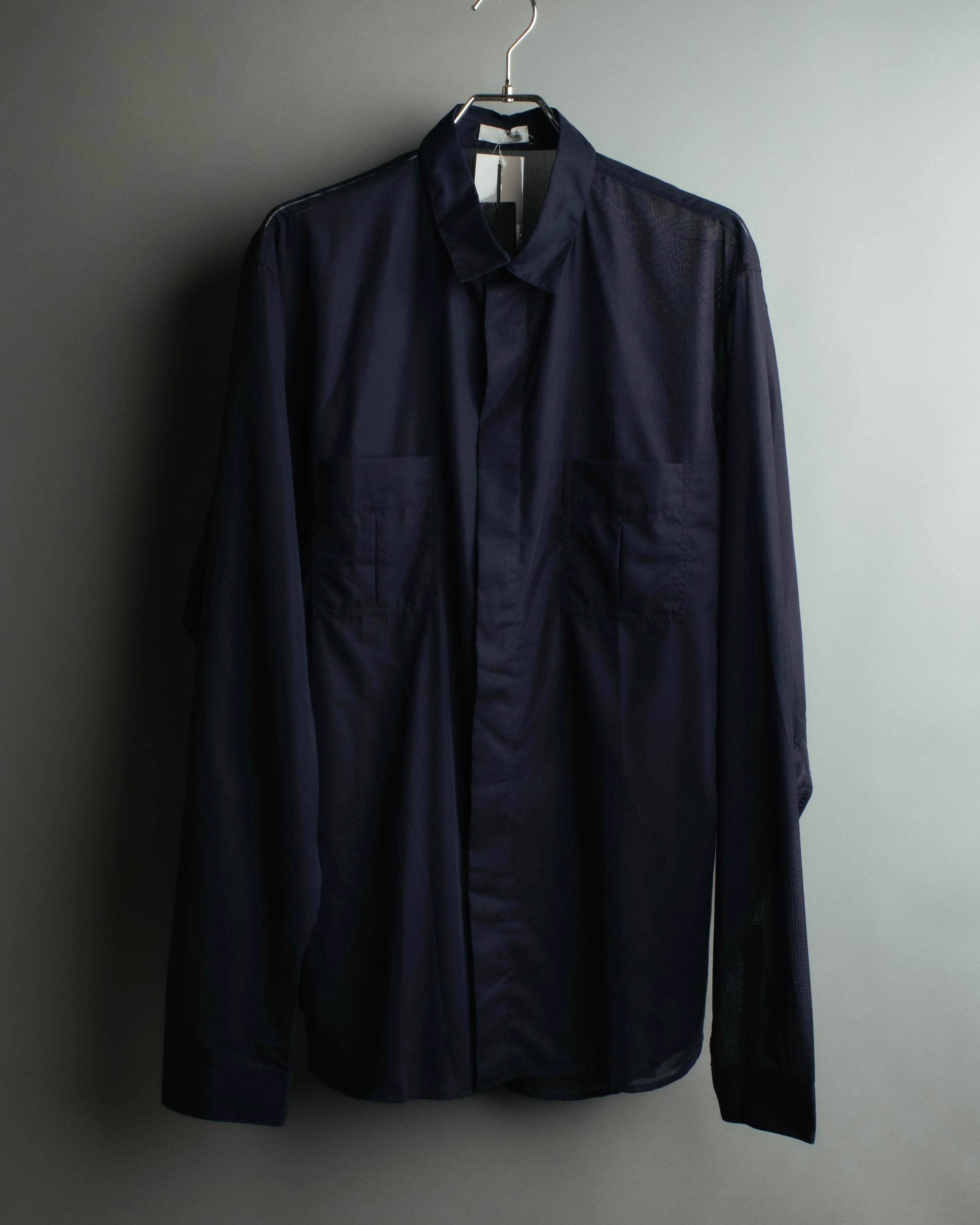 “Dior Homme” 00’s Sheer cotton concealed placket shirt