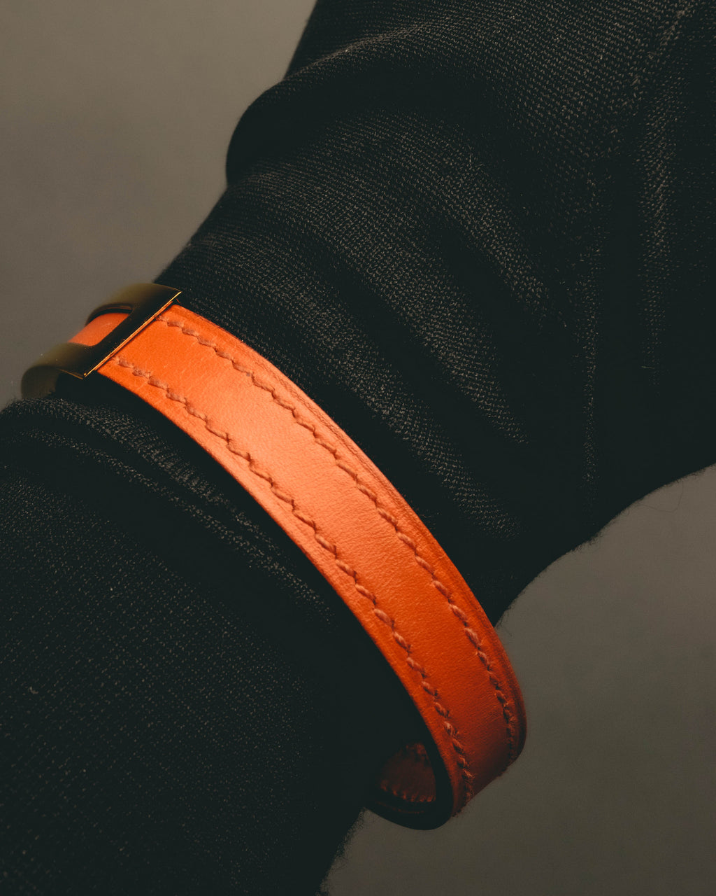 "Hermès" 00's Vibrant orange leather bracelet