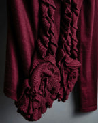 "VALENTINO" Virgin wool ruffled flower design cardigan