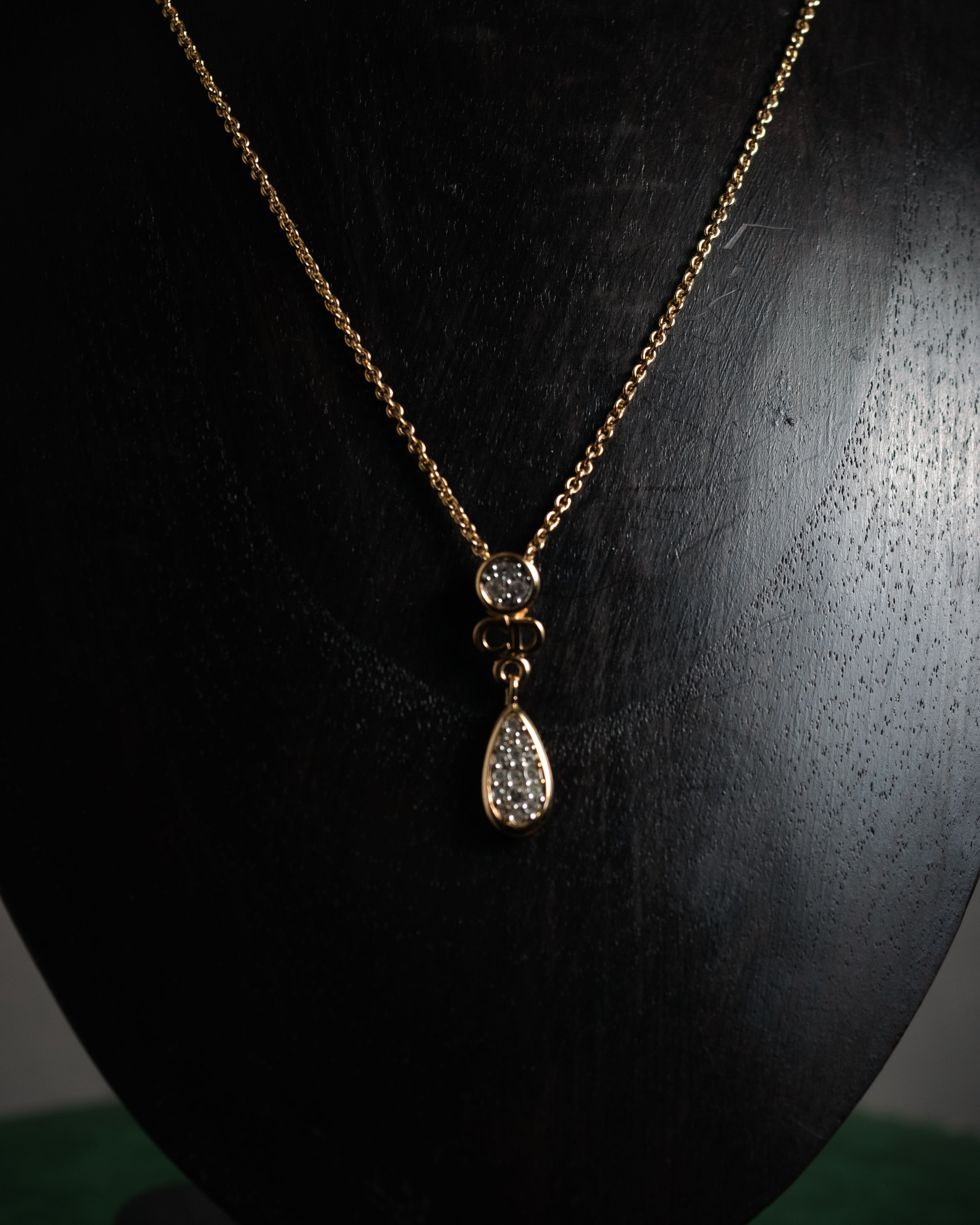 "Christian Dior" 00’s crystal pave cd drop necklace and earrings set