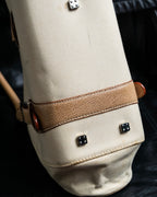 “LOEWE” Leather belted design bicolor handbag