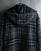 "BURBERRY" Check pattern double zipper hooded coat