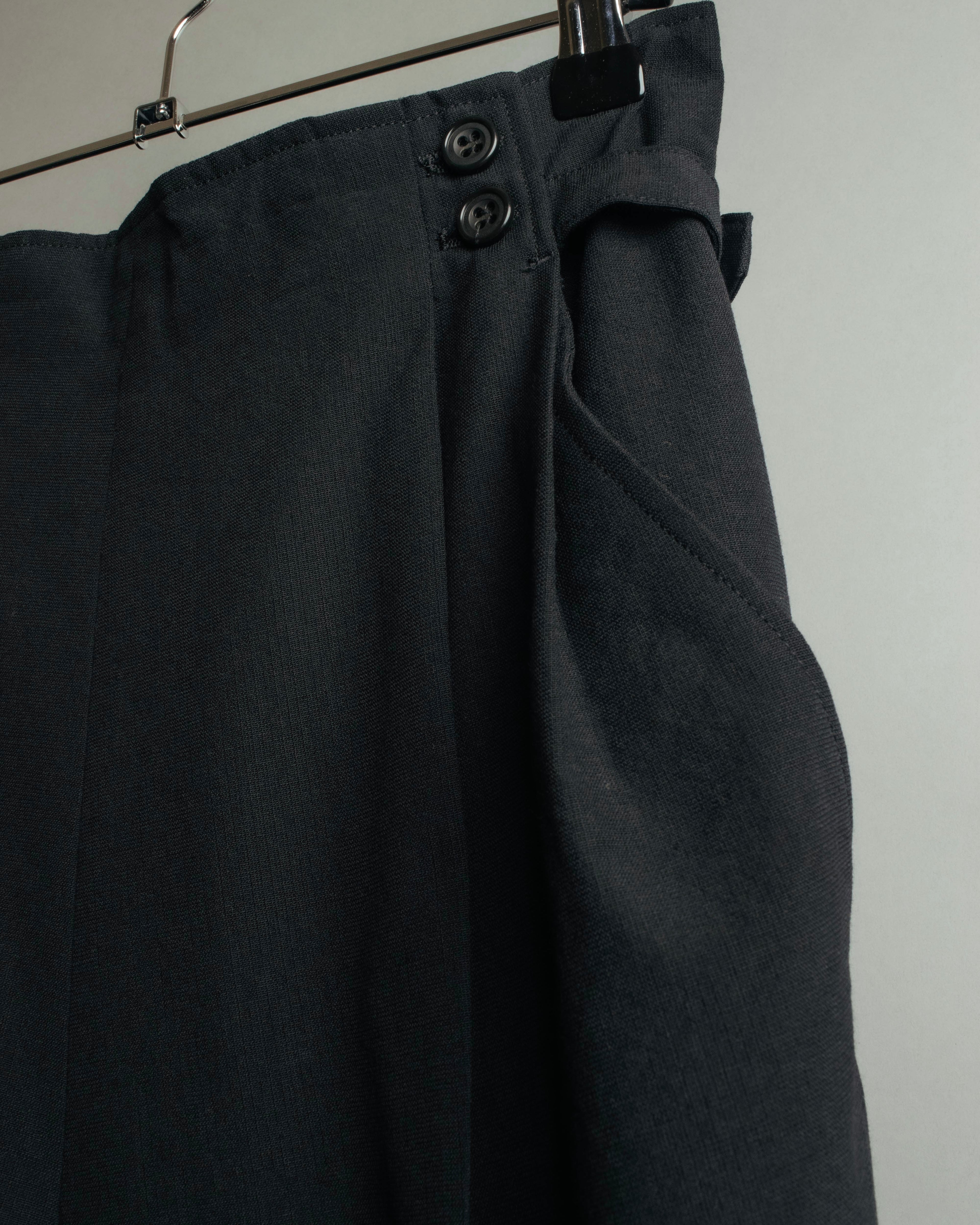 "Y’s" 90's-00's Vintage architectural high-waisted wide tapered wool trousers