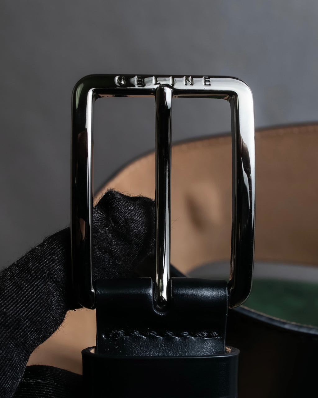 "CELINE" Double buckle belt leather corset belt