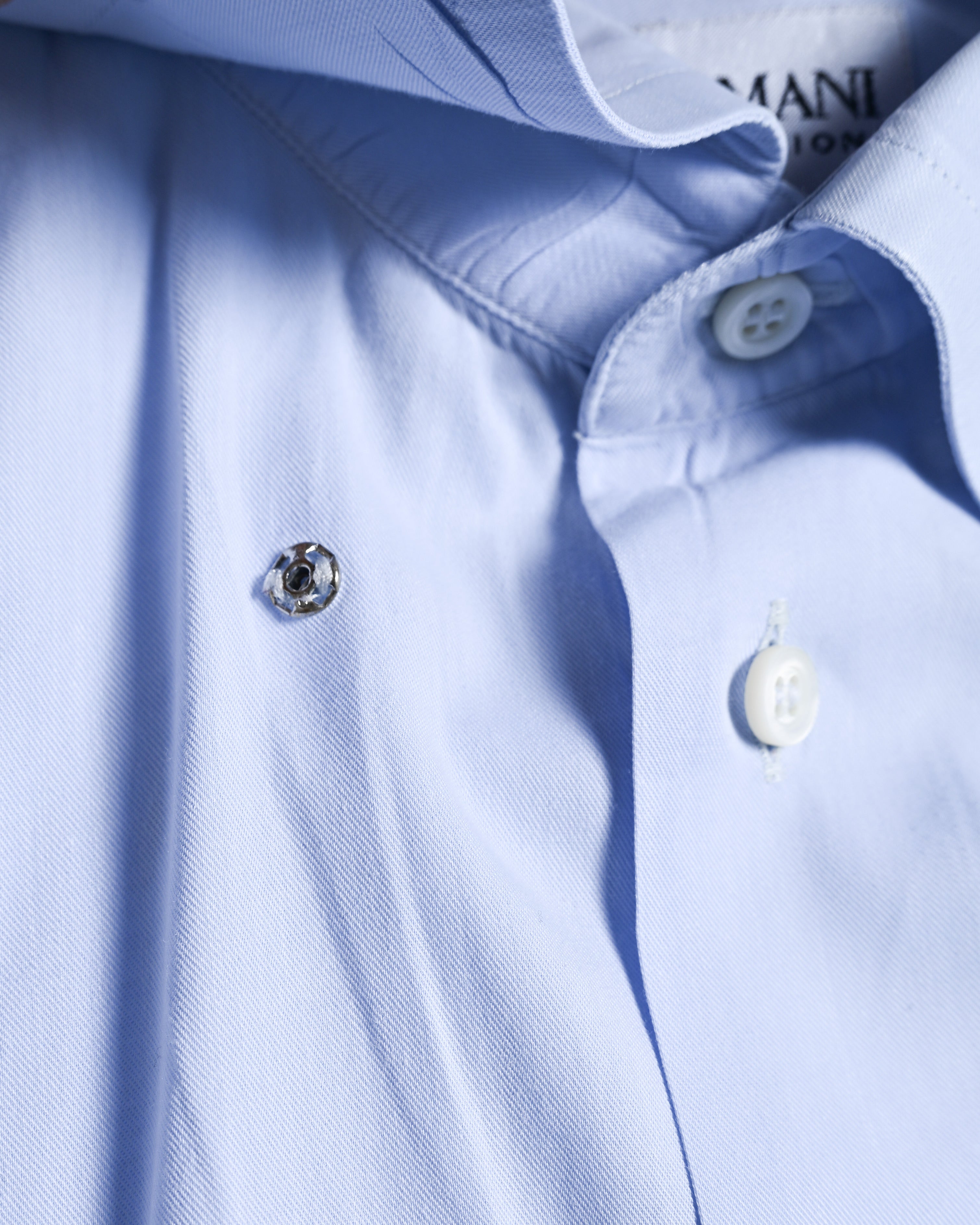 ARMANI COLLEZIONI/ Snap Button-down Oversized Dress Shirt Light Blue