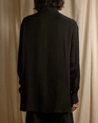 "Saint Laurent Paris" Jacquard pattern silk black shirt