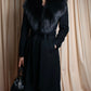 "DIANE VON FURSTENBERG" Fur docking design belted long coat