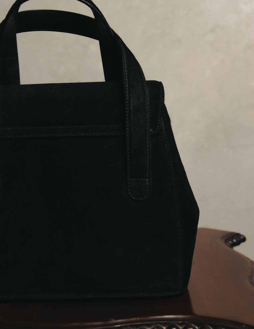 "Salvatore Ferragamo" 90's Black suede top handle handbag