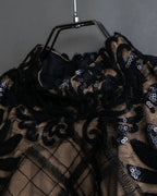 "TADASHI SHOJI" Lace docking sequin design sleeveless long dress