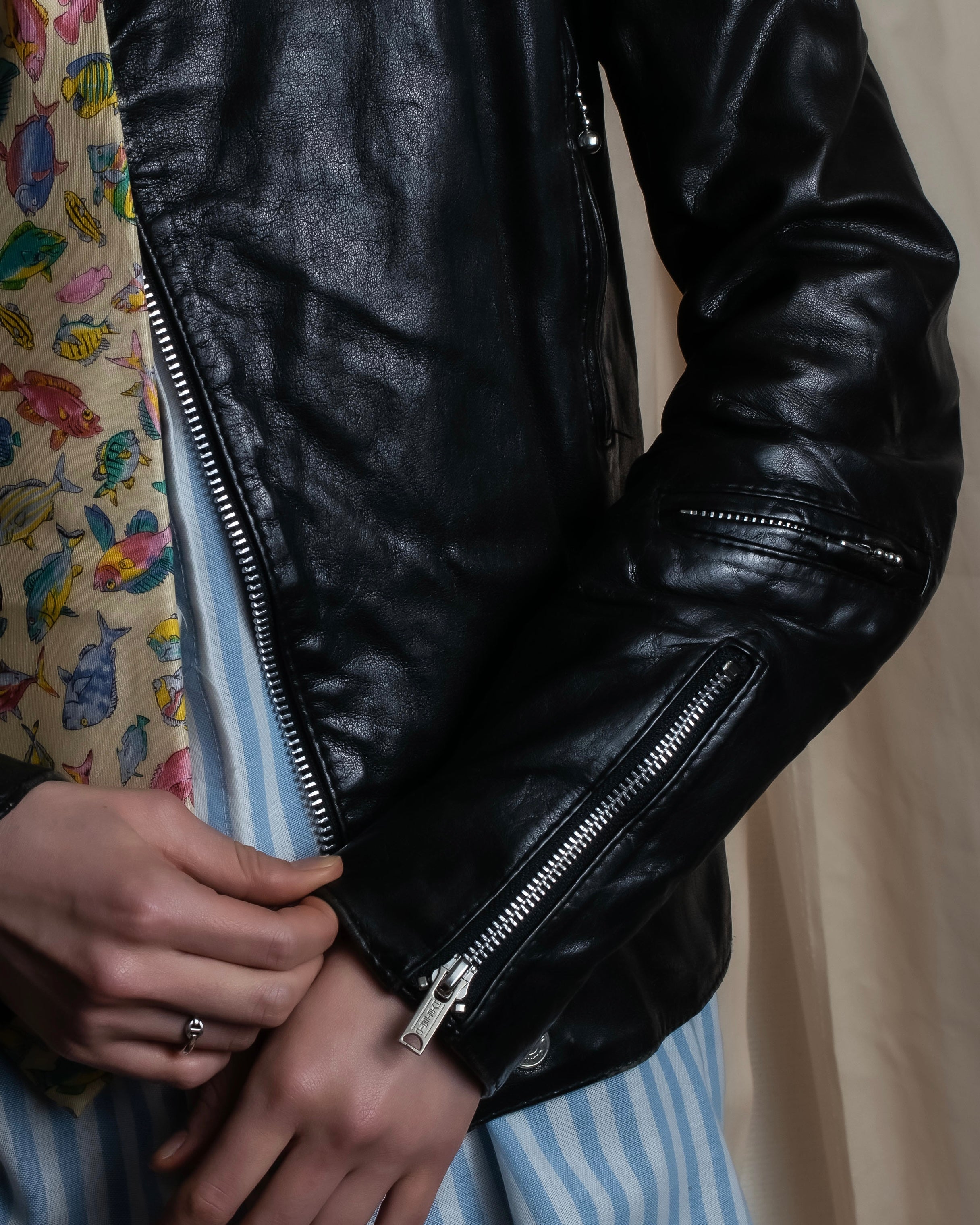 "HYSTERIC GLAMOUR" Lamb leather double riders jacket