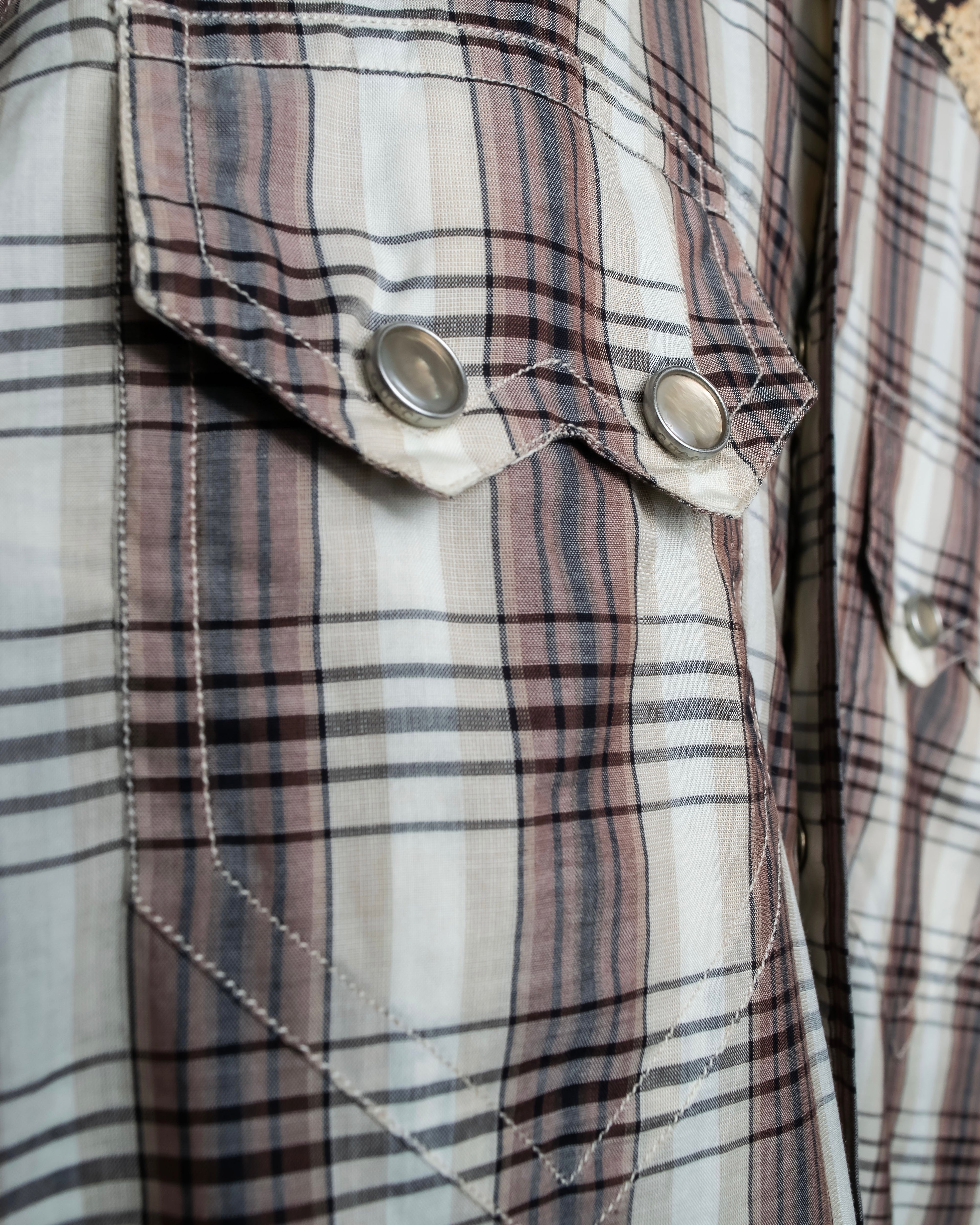 "GUCCI" Floral and checkered western shirt