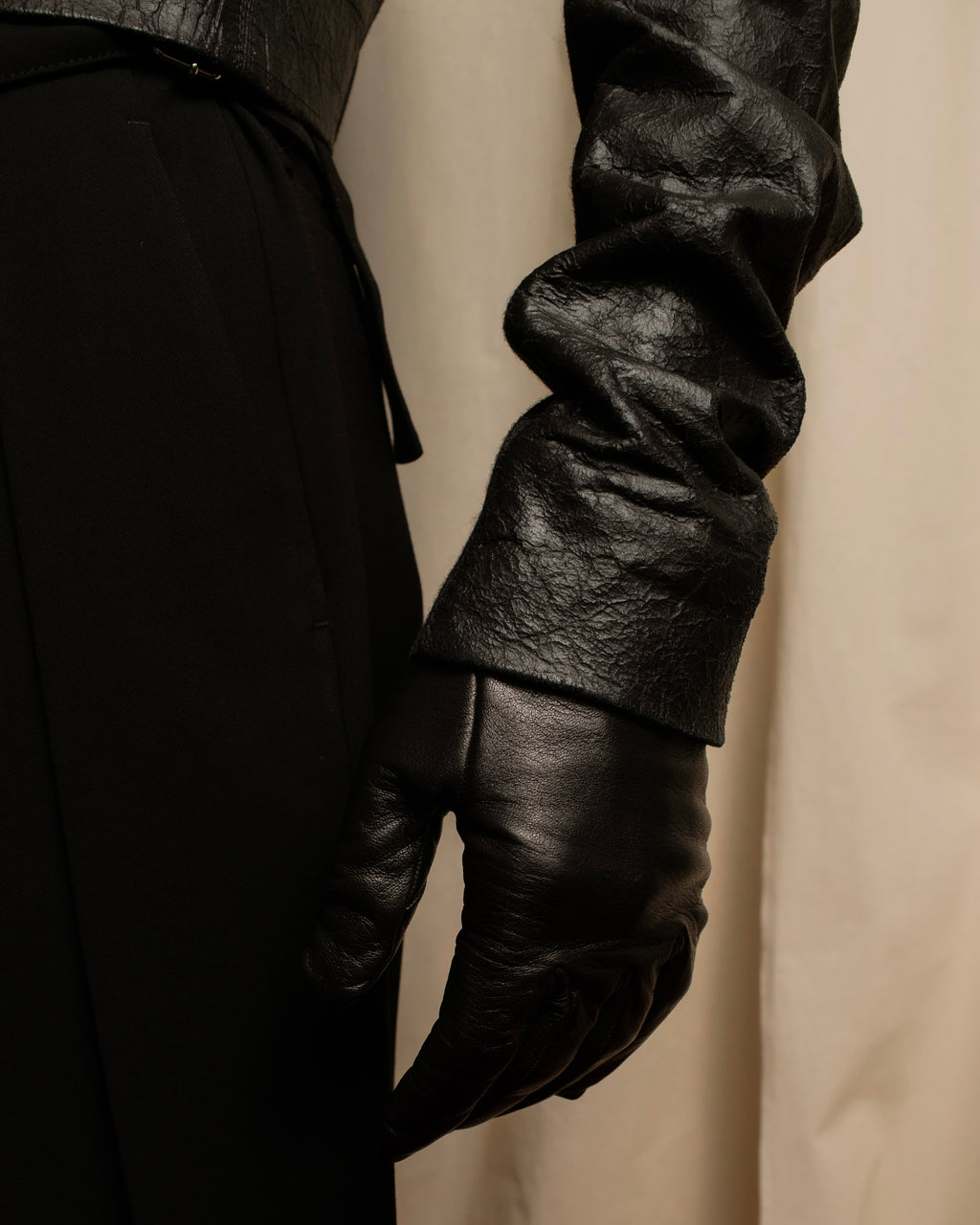 -SPECIAL- "Rick Owens" 15AW Beautiful wrinkles front zip leather jacket