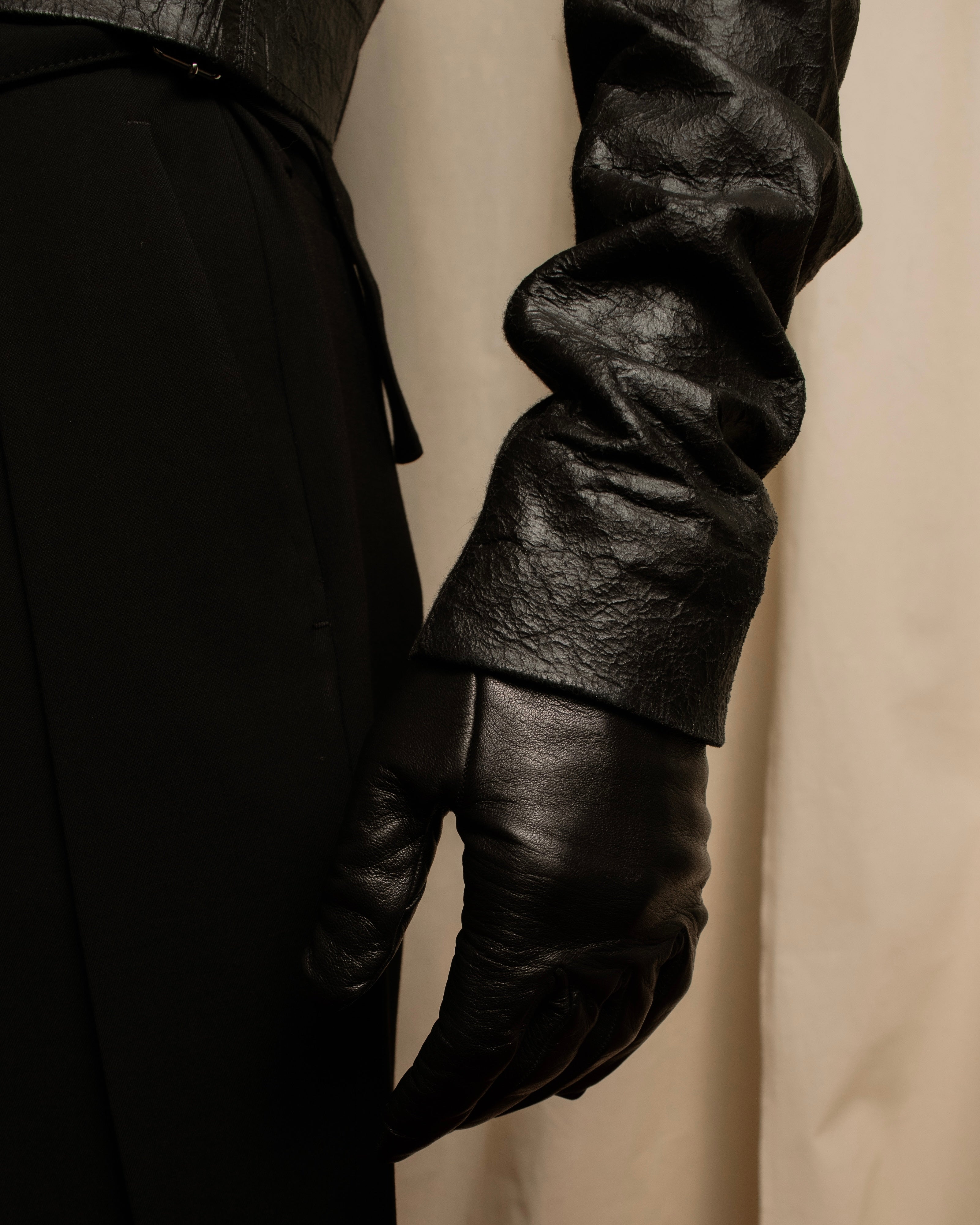 -SPECIAL- "Rick Owens" 15AW Beautiful wrinkles front zip leather jacket