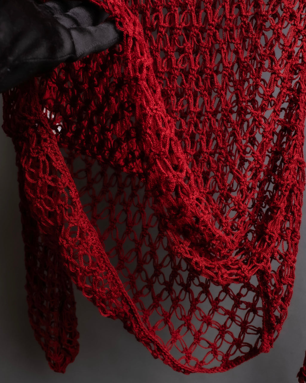 "Y's" Vivid red color mesh knit pullover