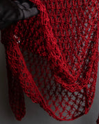 "Y's" Vivid red color mesh knit pullover