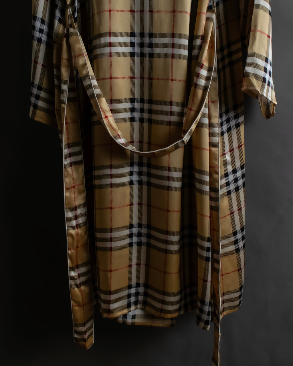 "BURBERRYS" Nova check maxi length silk gown coat