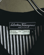 "Salvatore Ferragamo" 00's-10's Monochrome striped cotton knit polo