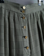 "CHANEL" Coco mark button fly detail houndstooth pattern wide slacks