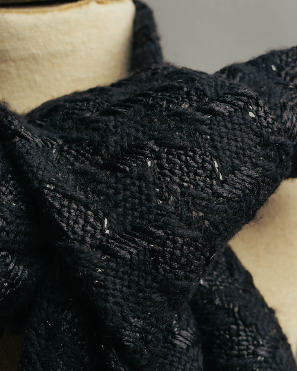-SPECIAL- “CHANEL” 05Spring black tweed fringe necktie