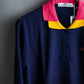 "Balenciaga Sports" Pink & yellow collar long sleeve polo shirt