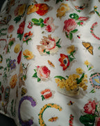 “GUCCI” 80’s-90’s Floral logo silk scarf