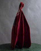 "LOEWE" Deep red color triangle suede bag