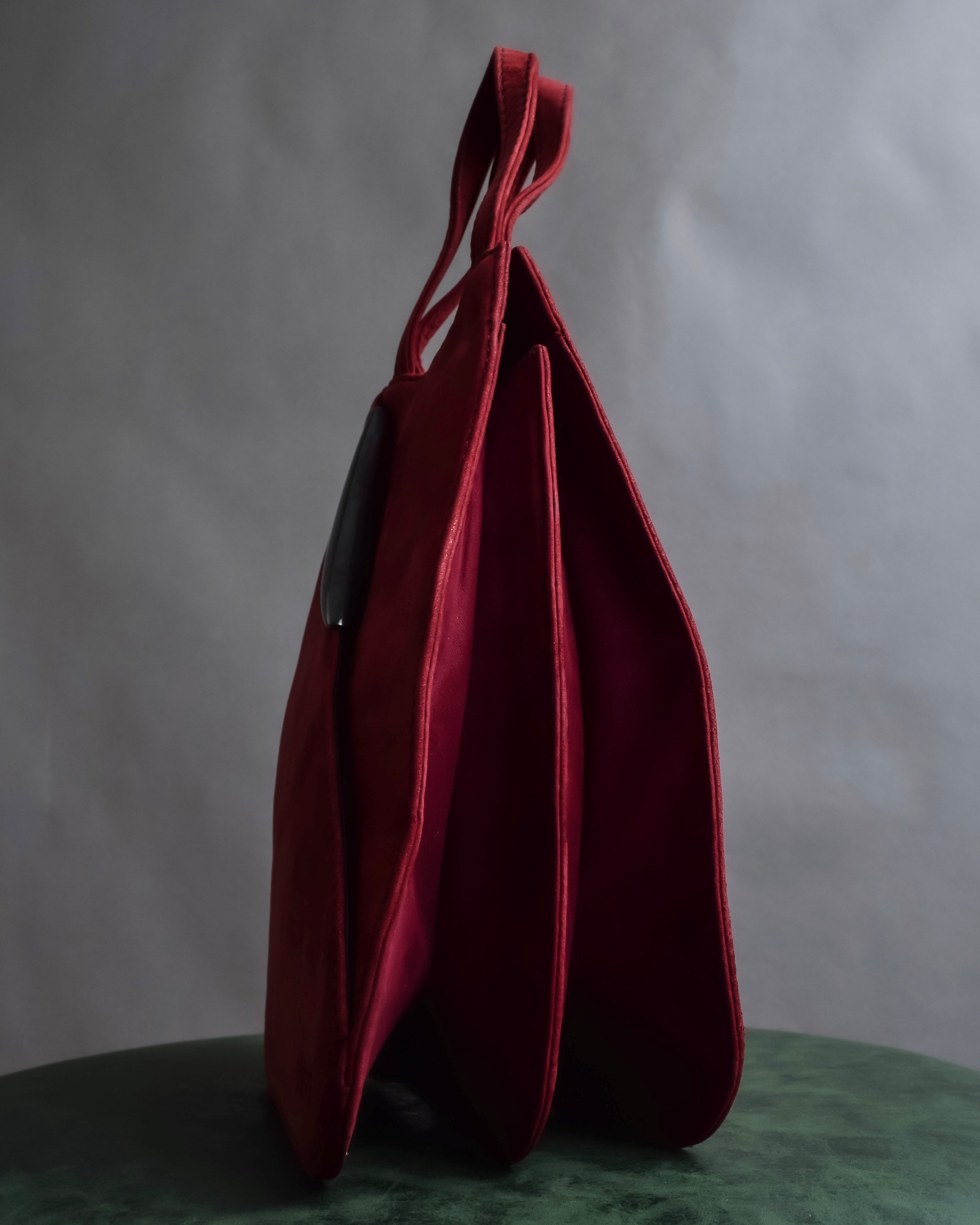 "LOEWE" Deep red color triangle suede bag