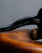 "PRADA" Logo engraved black round frame sunglasses