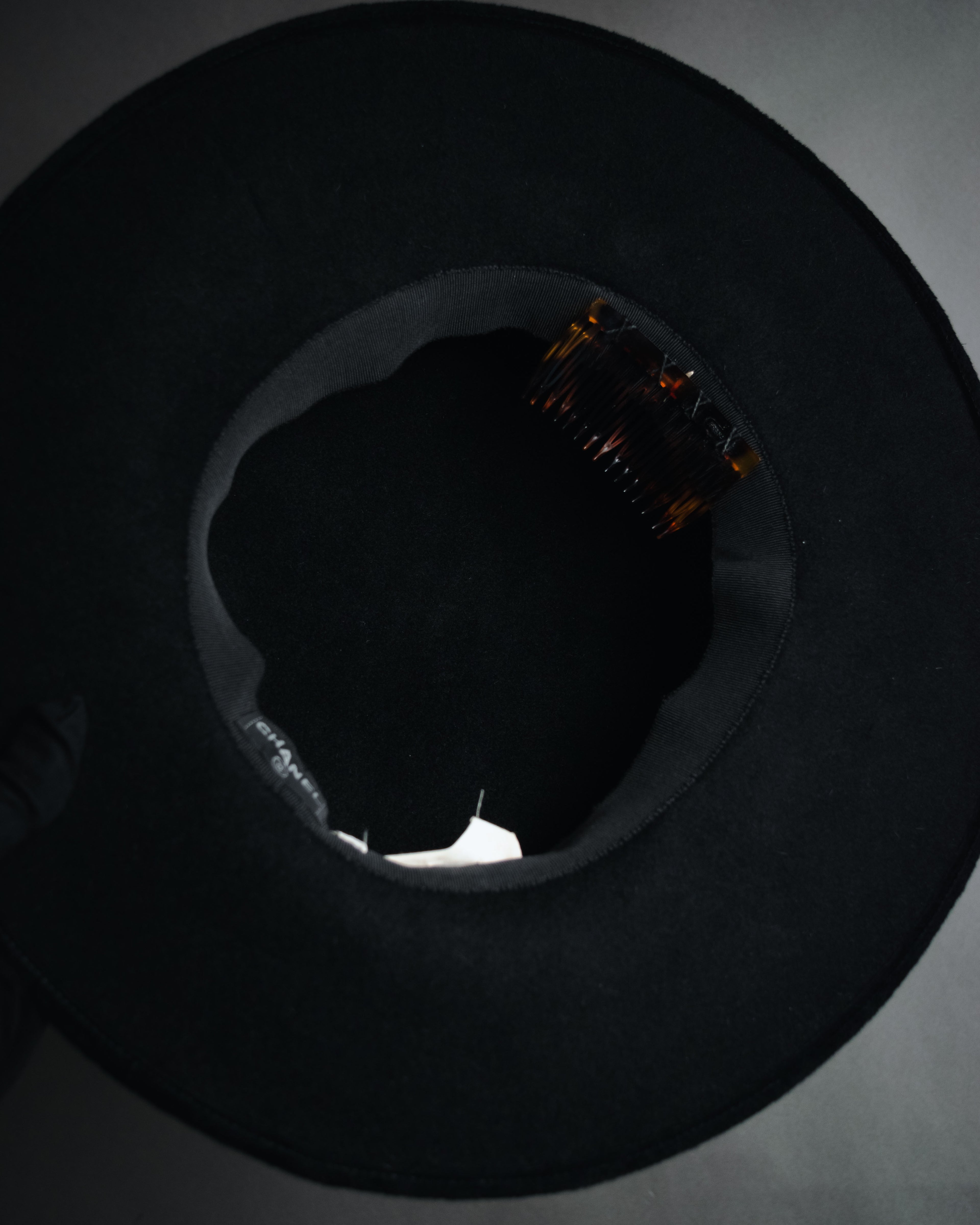 –SPECIAL– "CHANEL" 80’s fur felt velour boater hat