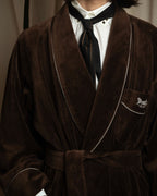 "CELINE" Piping design velour long gown coat