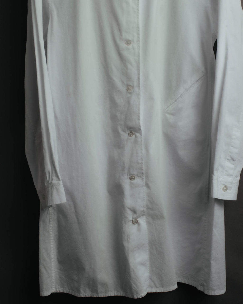 "Y's" 90's-00's Open collar long cotton shirt coat