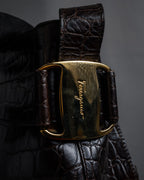 "Salvatore Ferragamo" 90’s crocodile embossed vara shoulder bag