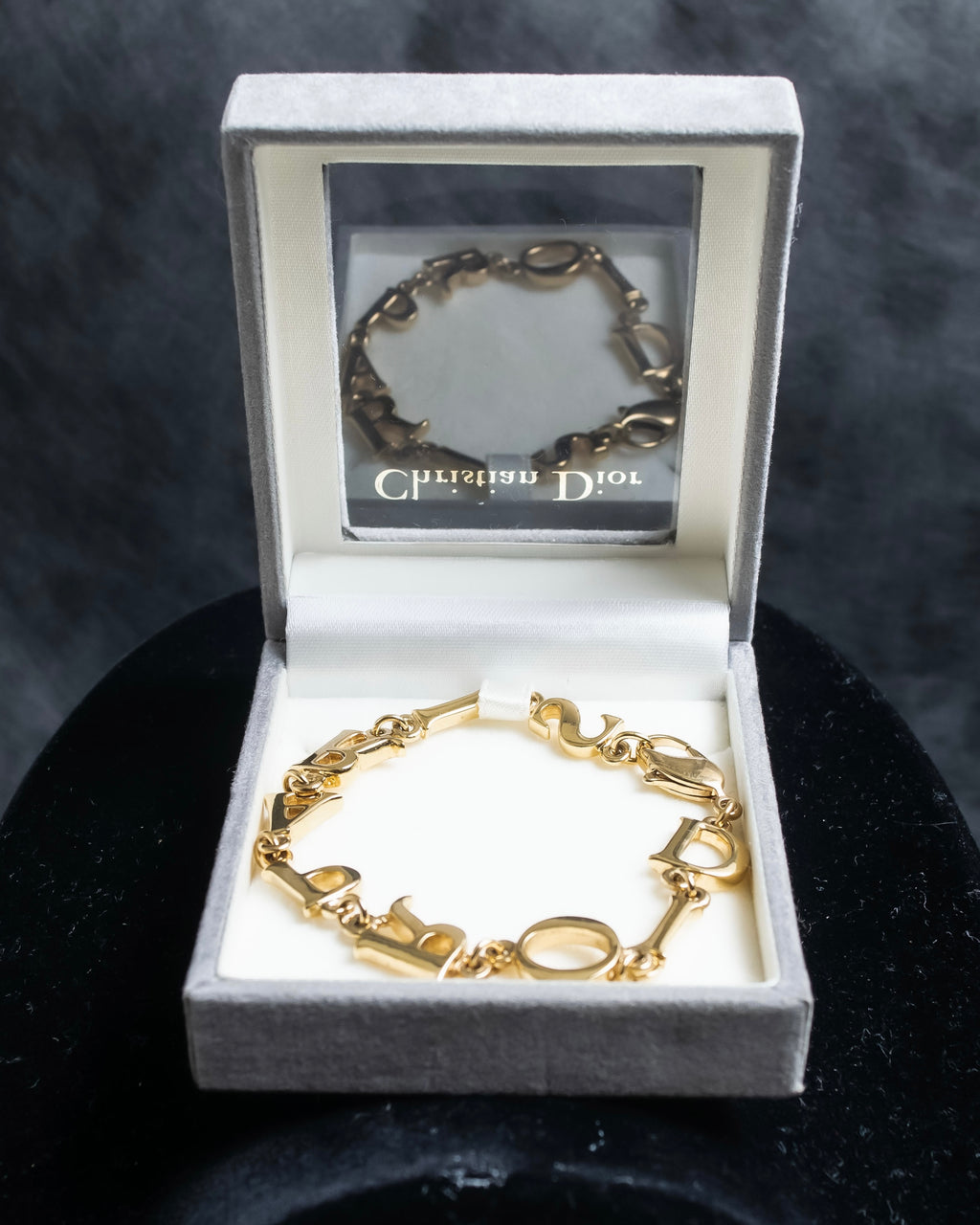 "Christian Dior" DIOR＆PARIS motif gold bracelet