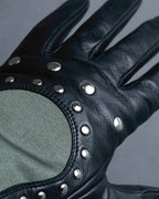 For lease "Christian Dior" Stud design metal plate docking leather gloves