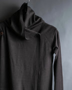 "Rick Owens" 12AW asymmetrical hooded knit cardigan