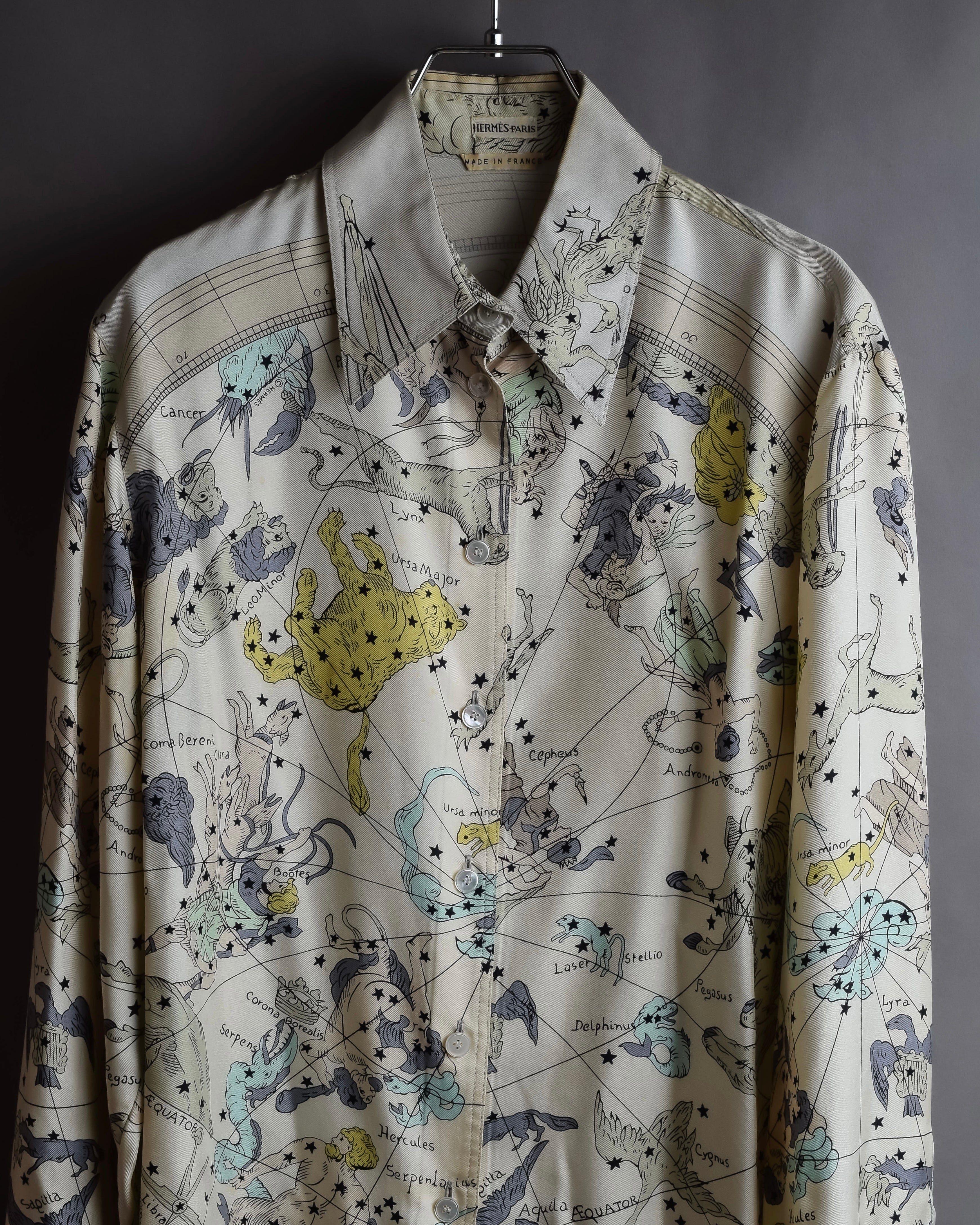 "HERMES" Margiela period Les Étoiles, Stars silk shirt