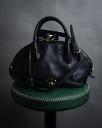 “Salvatore Ferragamo” 2000’s Pebbled leather turn lock bag