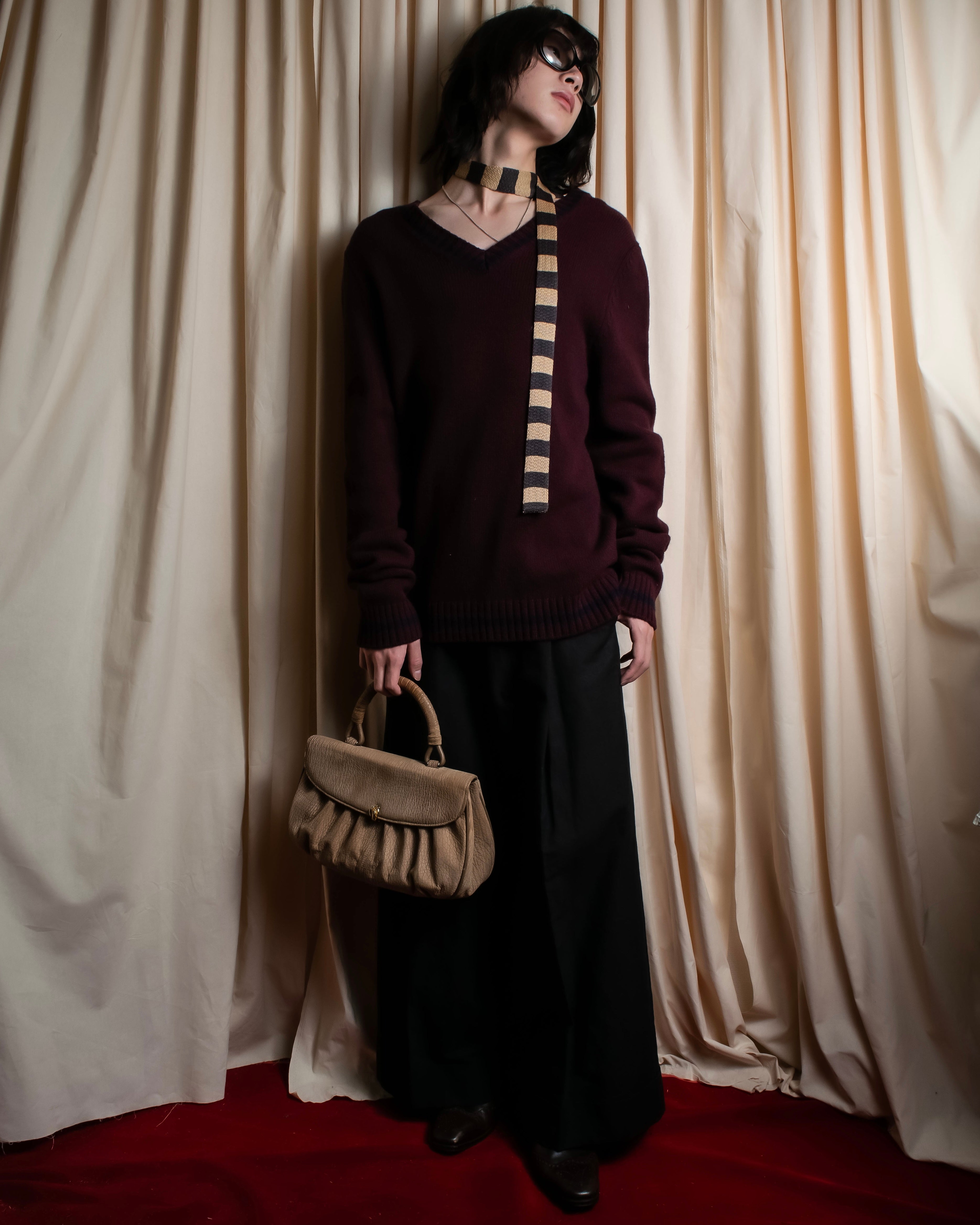 "COMME des GARCONS HOMME"
Regimental stripe square cut knit tie