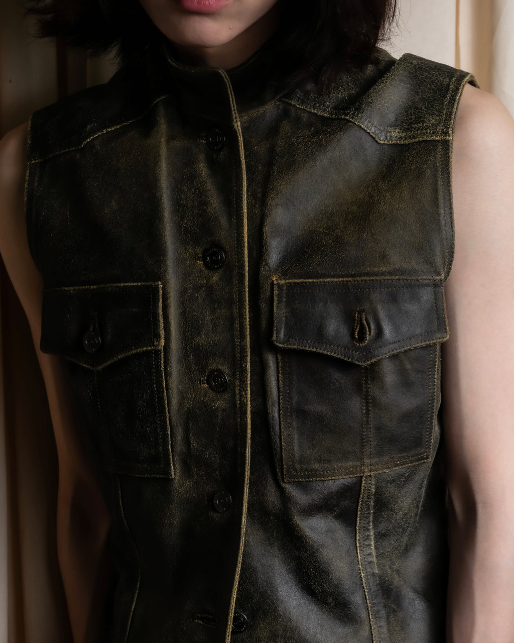 "CHANEL" 2000AW Karl Lagerfeld period calf leather vest