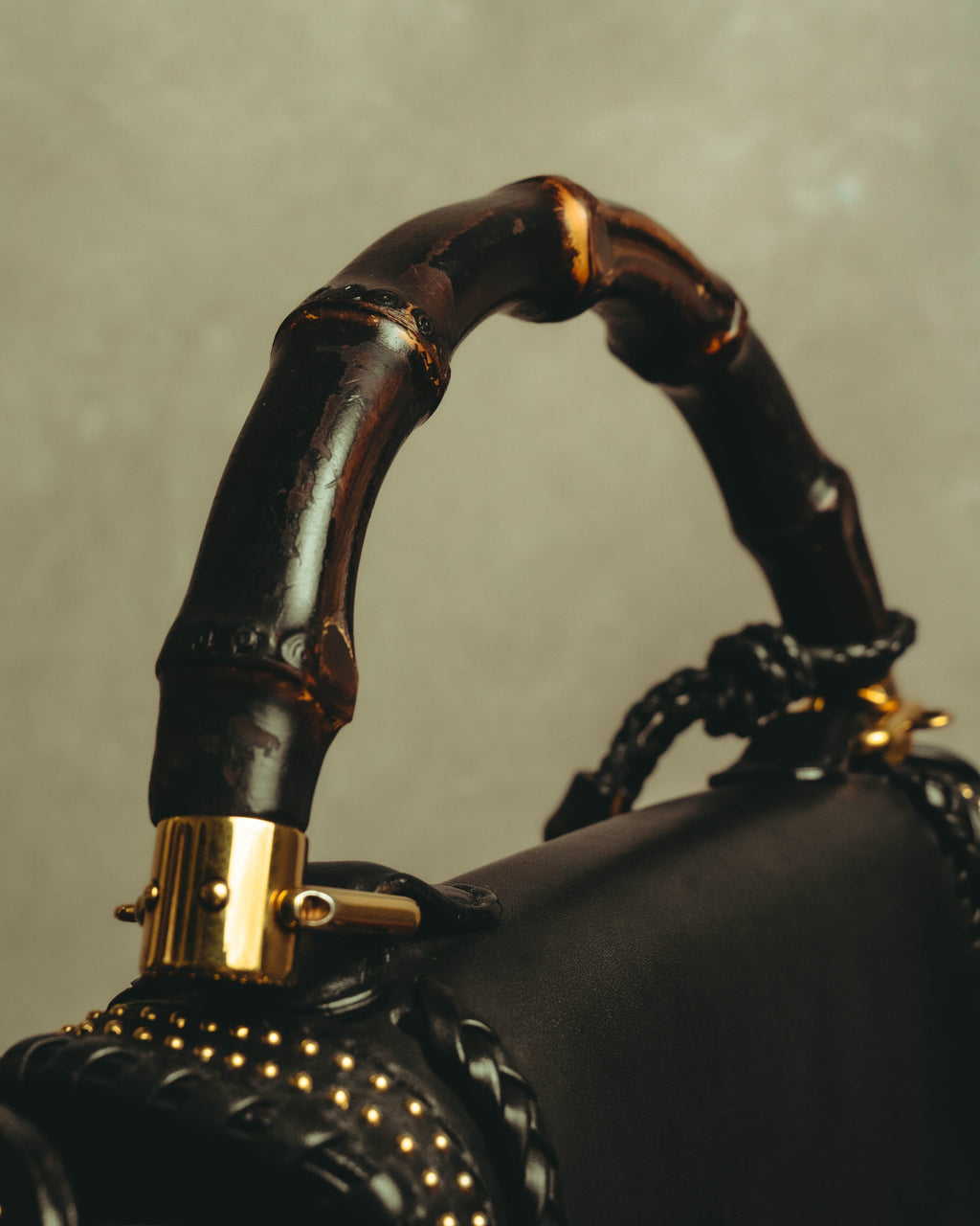 –SPECIAL– "GUCCI" 10's Embellished bamboo leather handbag
