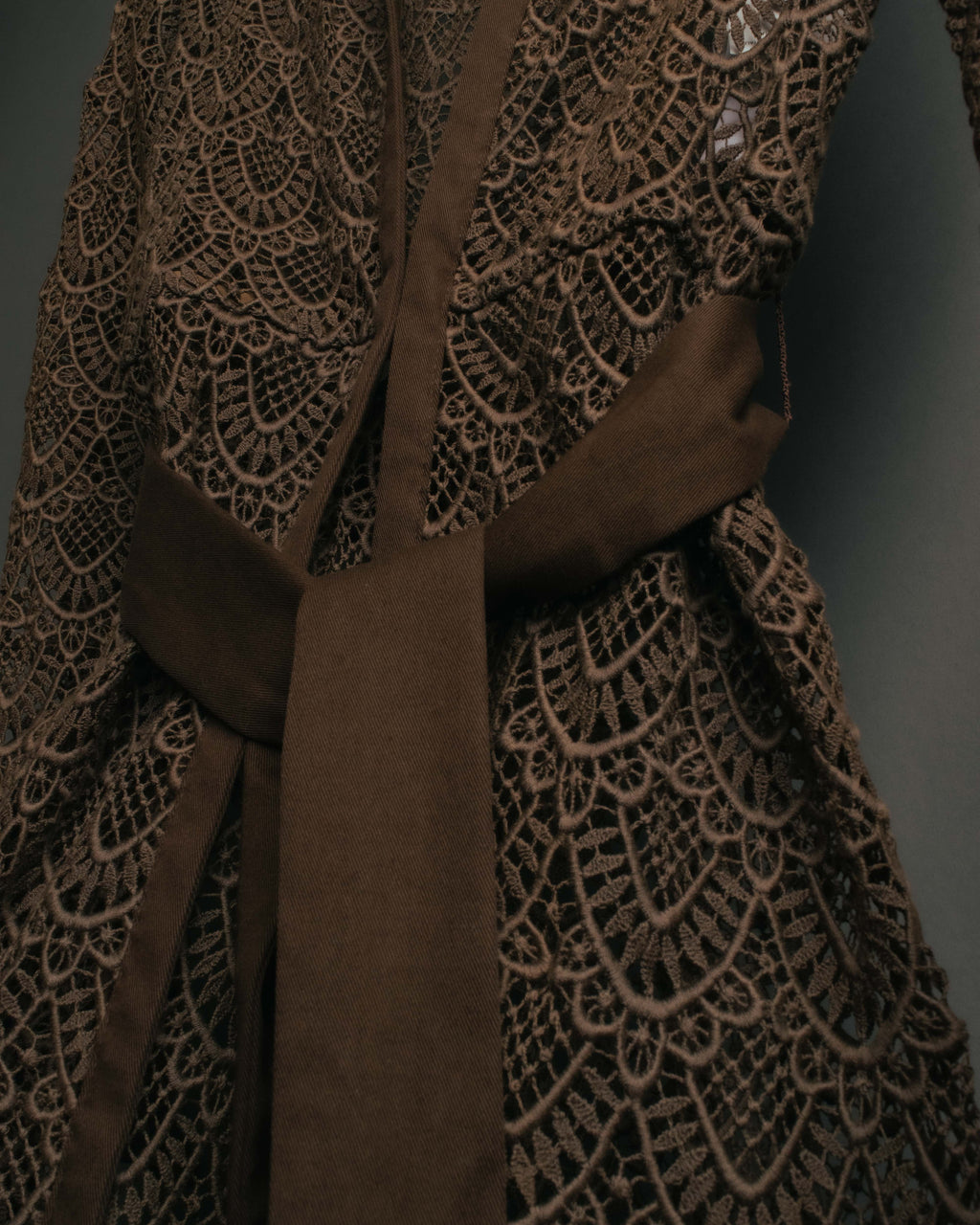 -SPECIAL- “VALENTINO ROMA” 1998-2008 Lace belted sheer coat dress