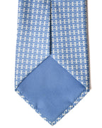 HERMES/ H Logo Silk Tie Sky Blue × Whigte