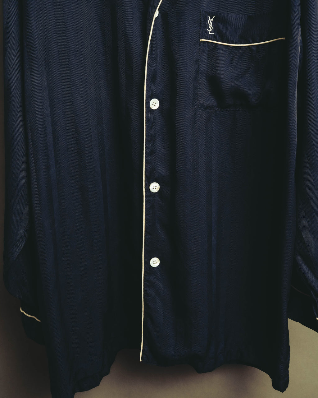 "Yves Saint Laurent" 90's-00's Herringbone silk pajama shirt