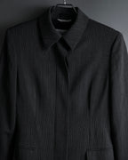 "Max Mara" 90’s-00’s Minimal fly-front stretch sten collar jacket