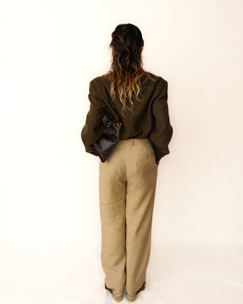 VINTAGE/ Linen Tasted 2 Tuck Trousers Light Beige
