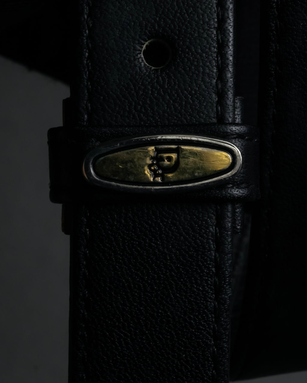 "Christian Dior" Logo buckle slim leather belt